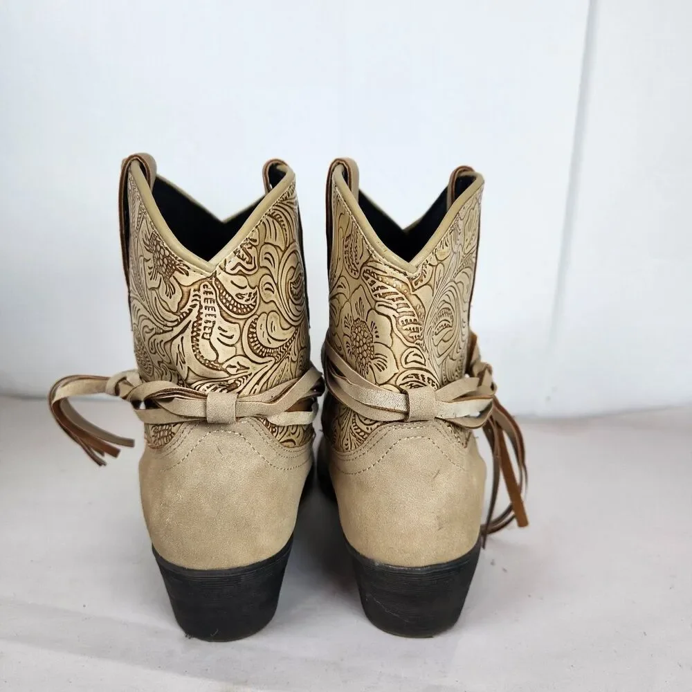 DINGO Brown Suede‎ Booties Women's Size 8.5 southwest ankle boots strap western
